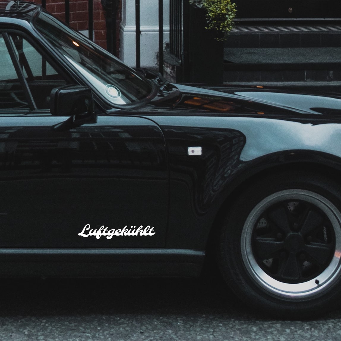 luftgekühlt sticker on black porsche