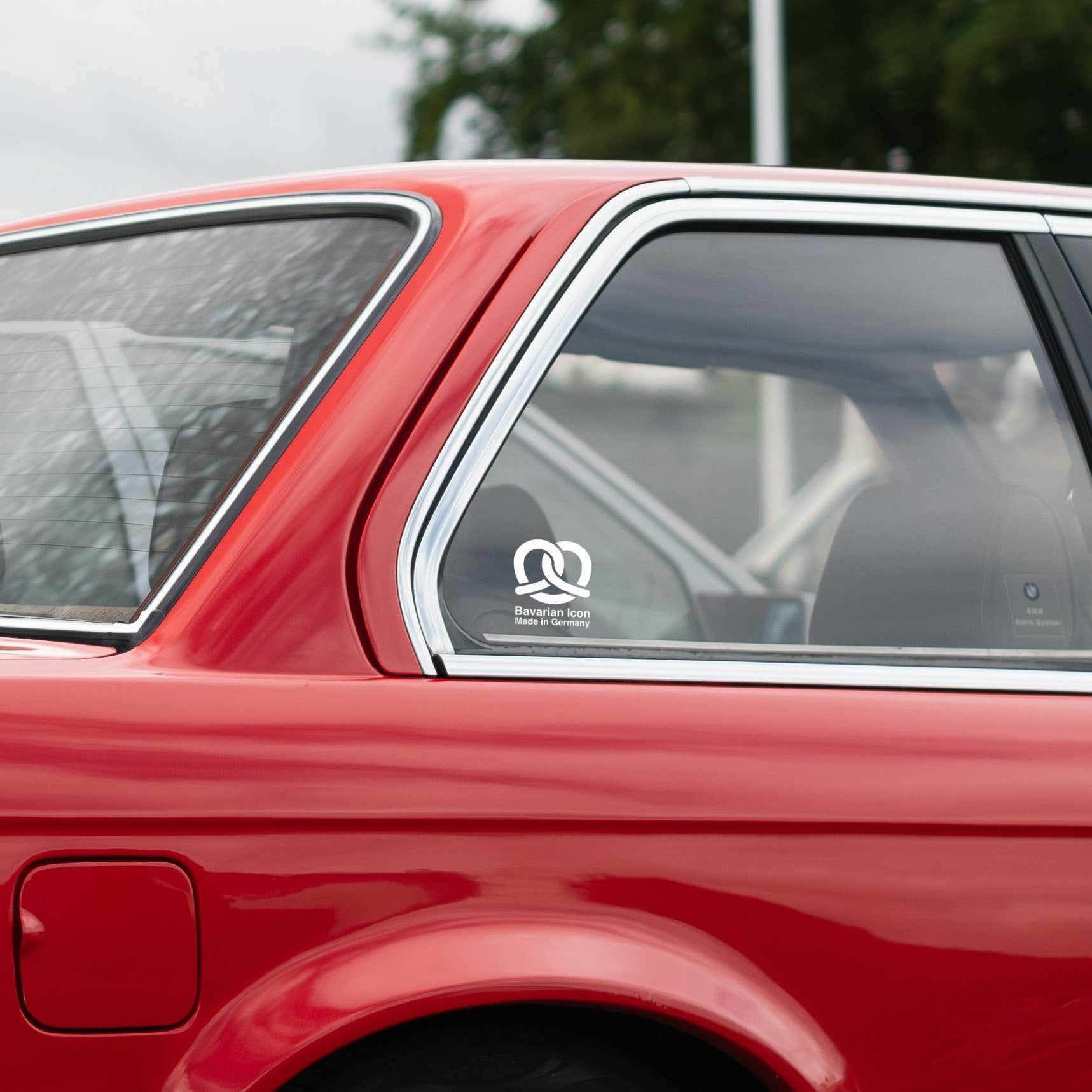 rennbetrieb bavarian icon bmw sticker on red bmw