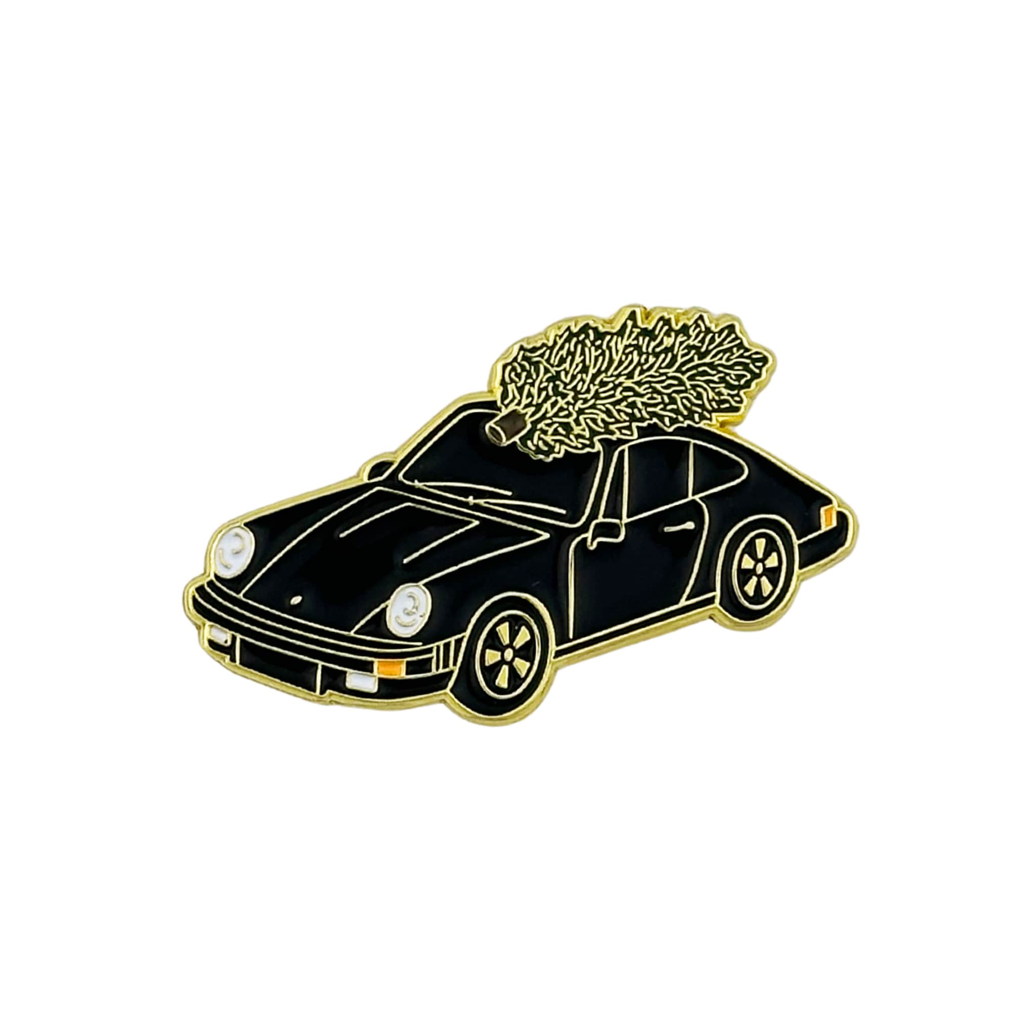 black porsche christmas pin with tree on top