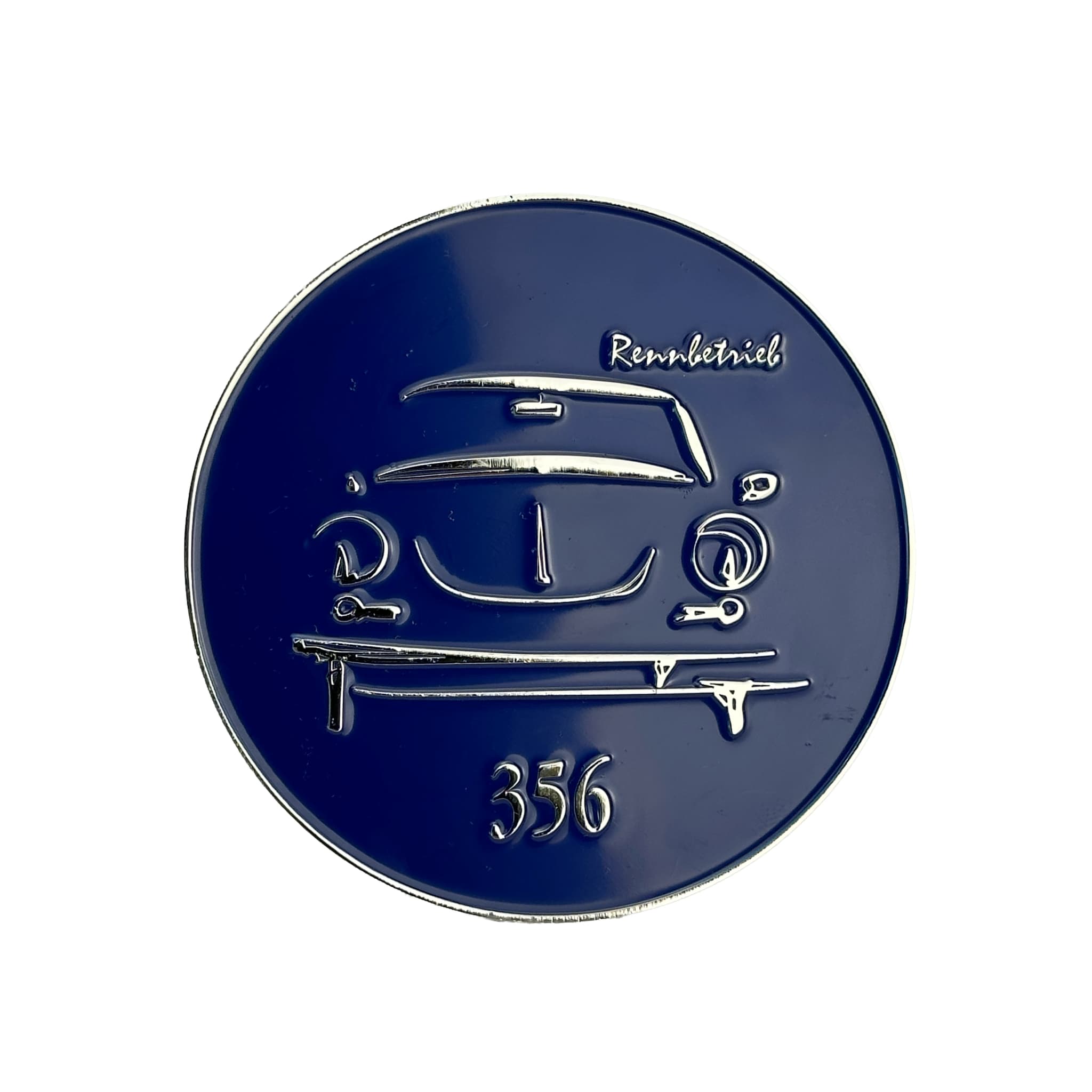 enamel car grill badge porsche 356 dark blue silver