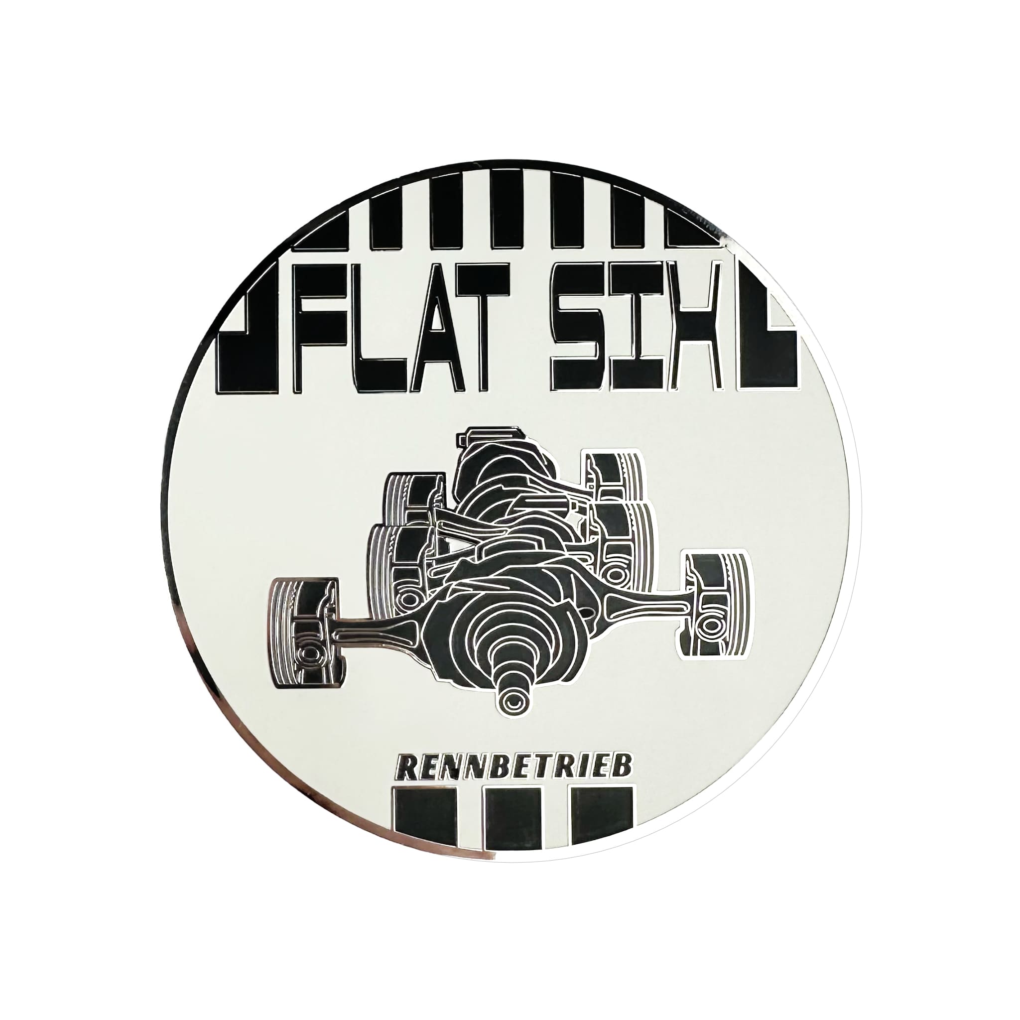 rennbetrieb flat six enamel car grill badge