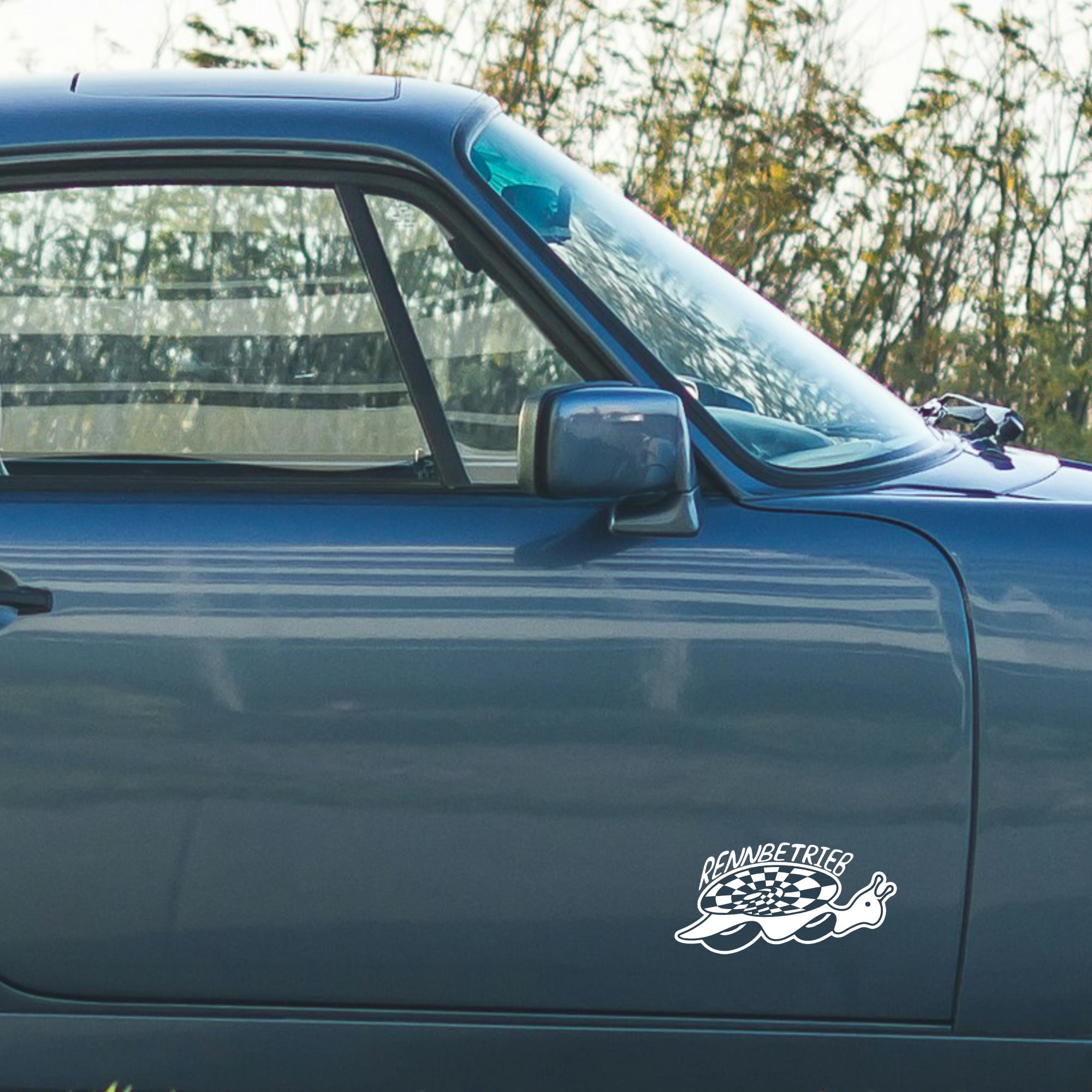 rennbetrieb racing snail sticker on porsche