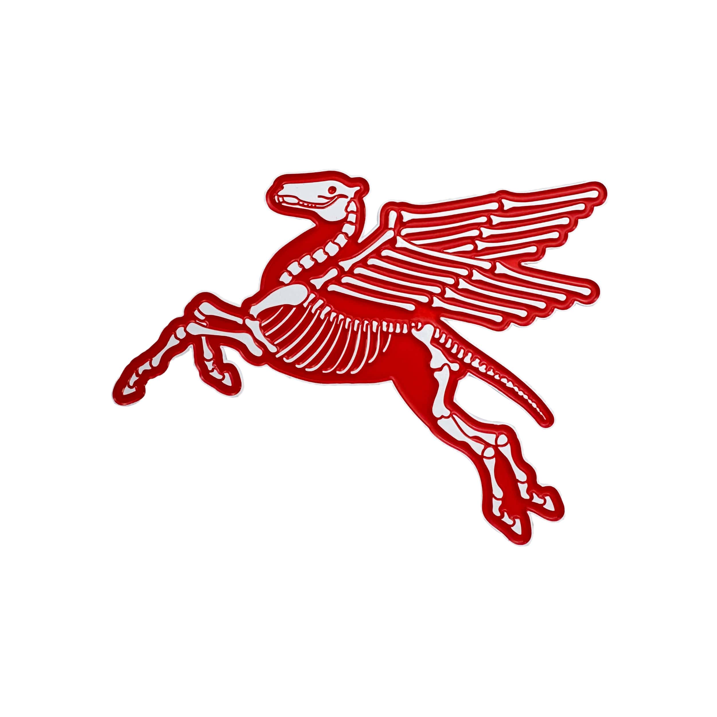rennbetrieb skeleton enamel grill badge red white