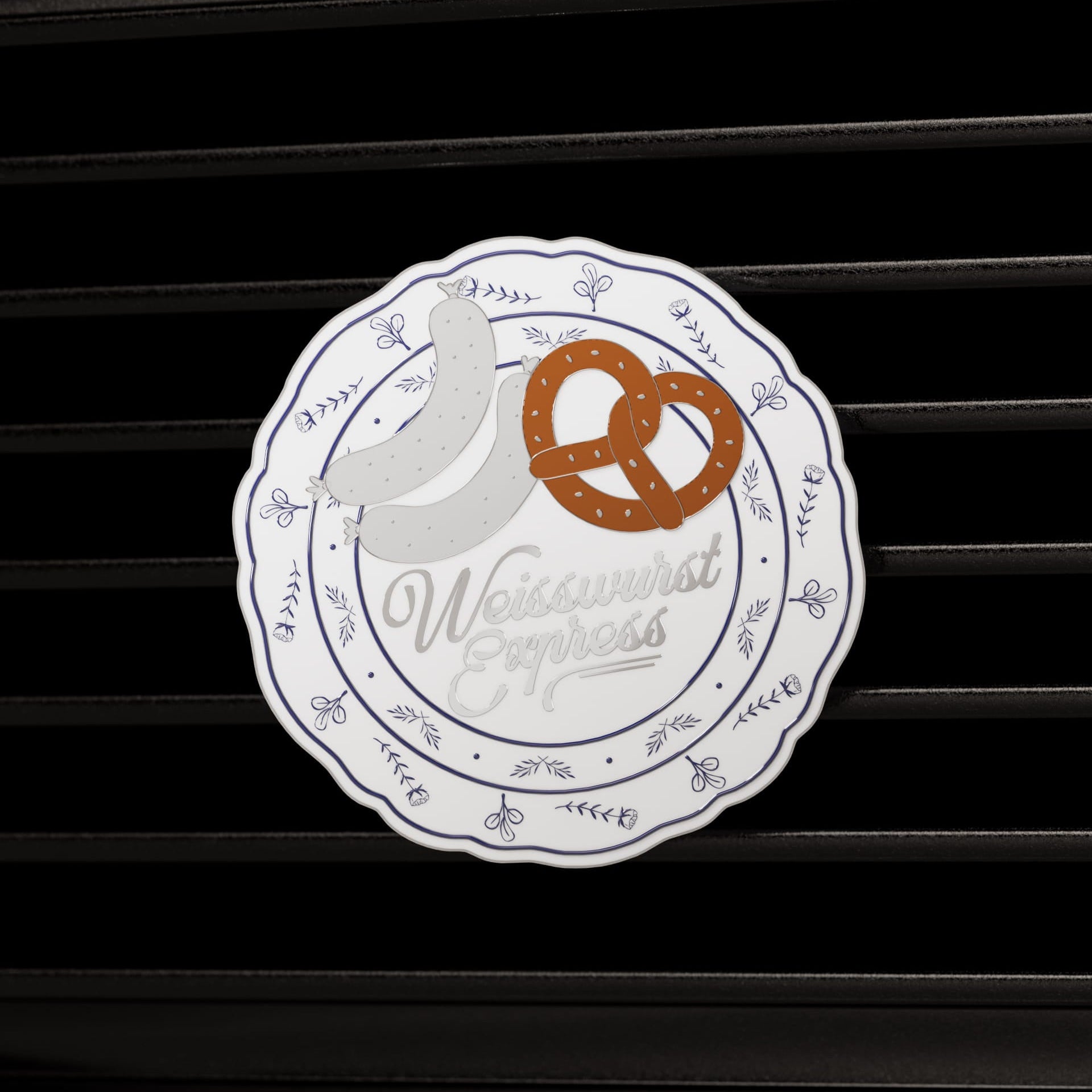 rennbetrieb bmw enamel car grill badge weisswurst express