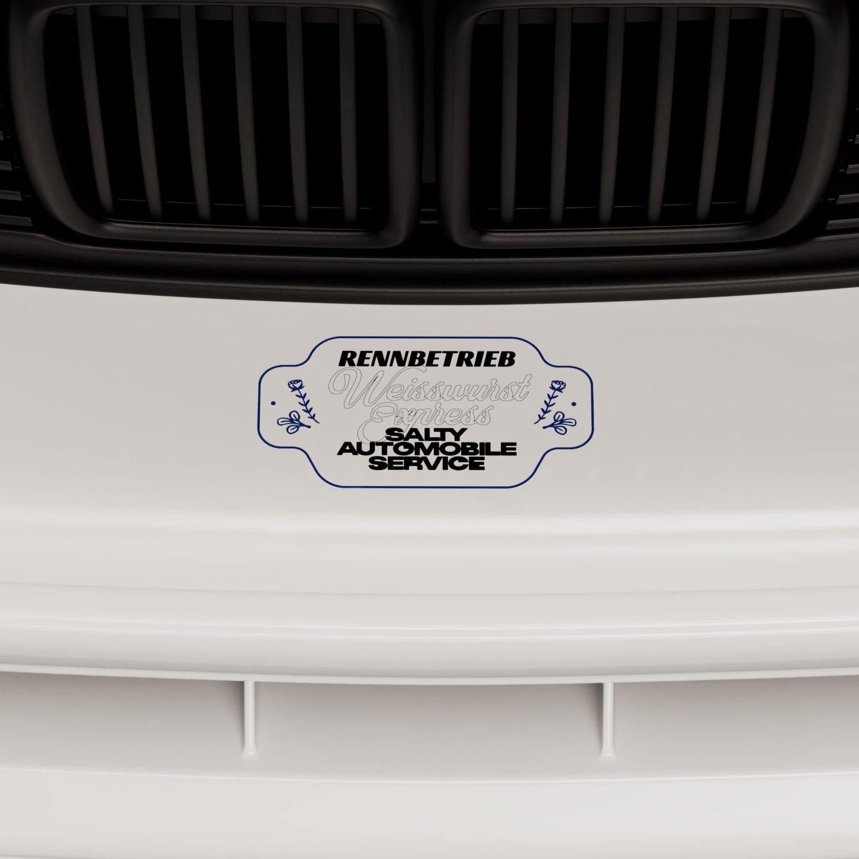 rennbetrieb bmw enamel car grill badge weisswurst express