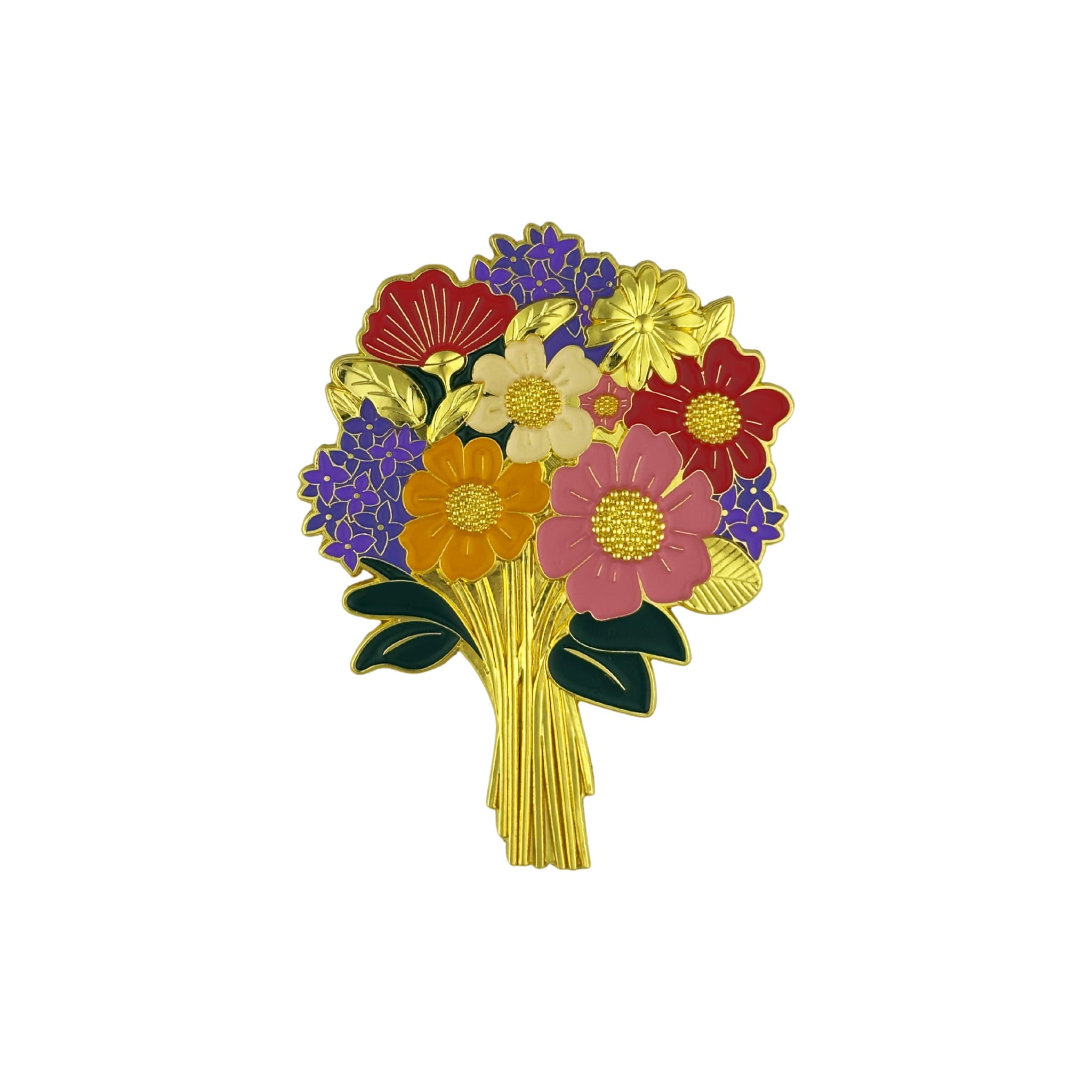 Colorful bouquet of flowers on a white background enamel grill badge