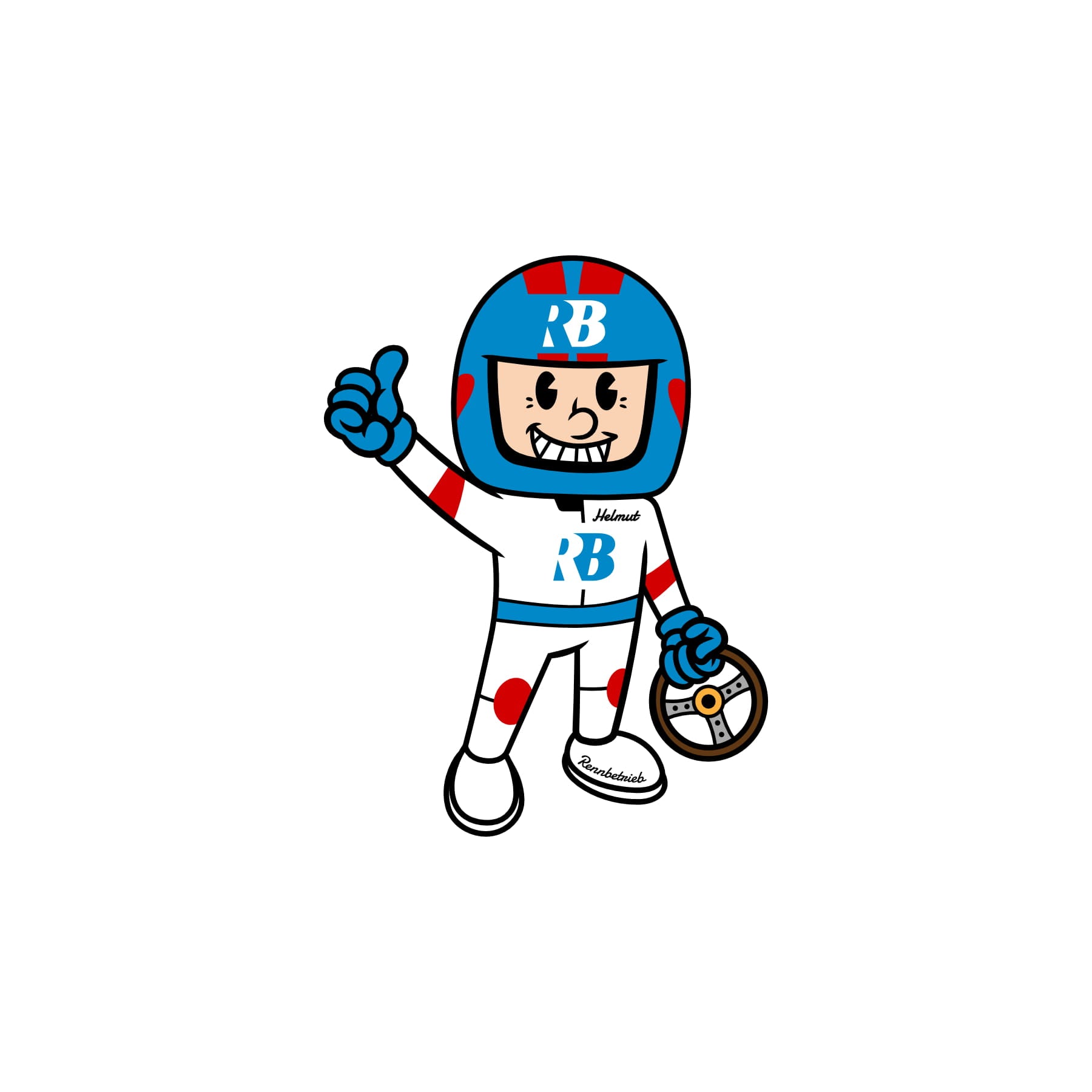 rennbetrieb helmut mascot printed vinyl sticker decal