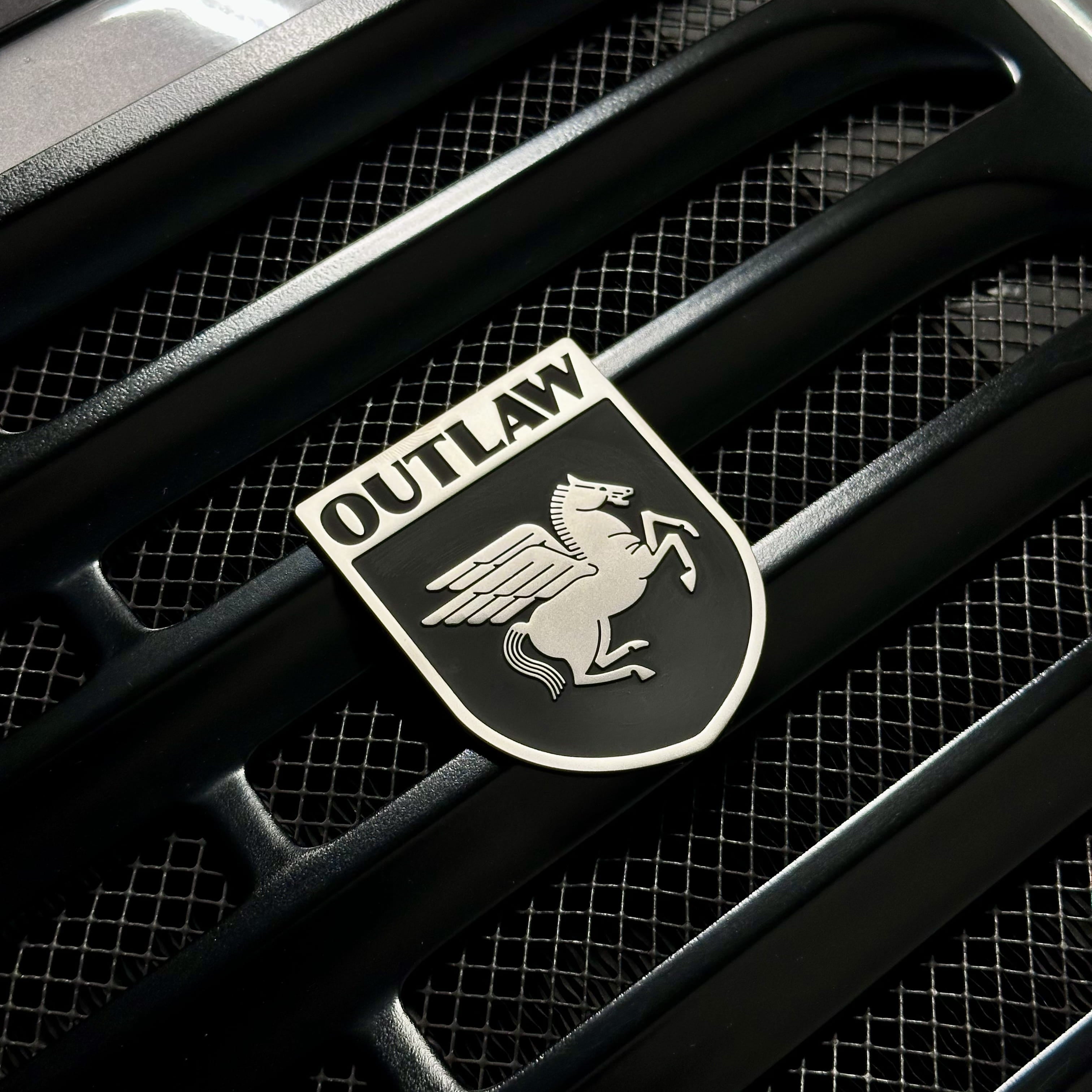 outlaw enamel car grill badge porsche pegasus