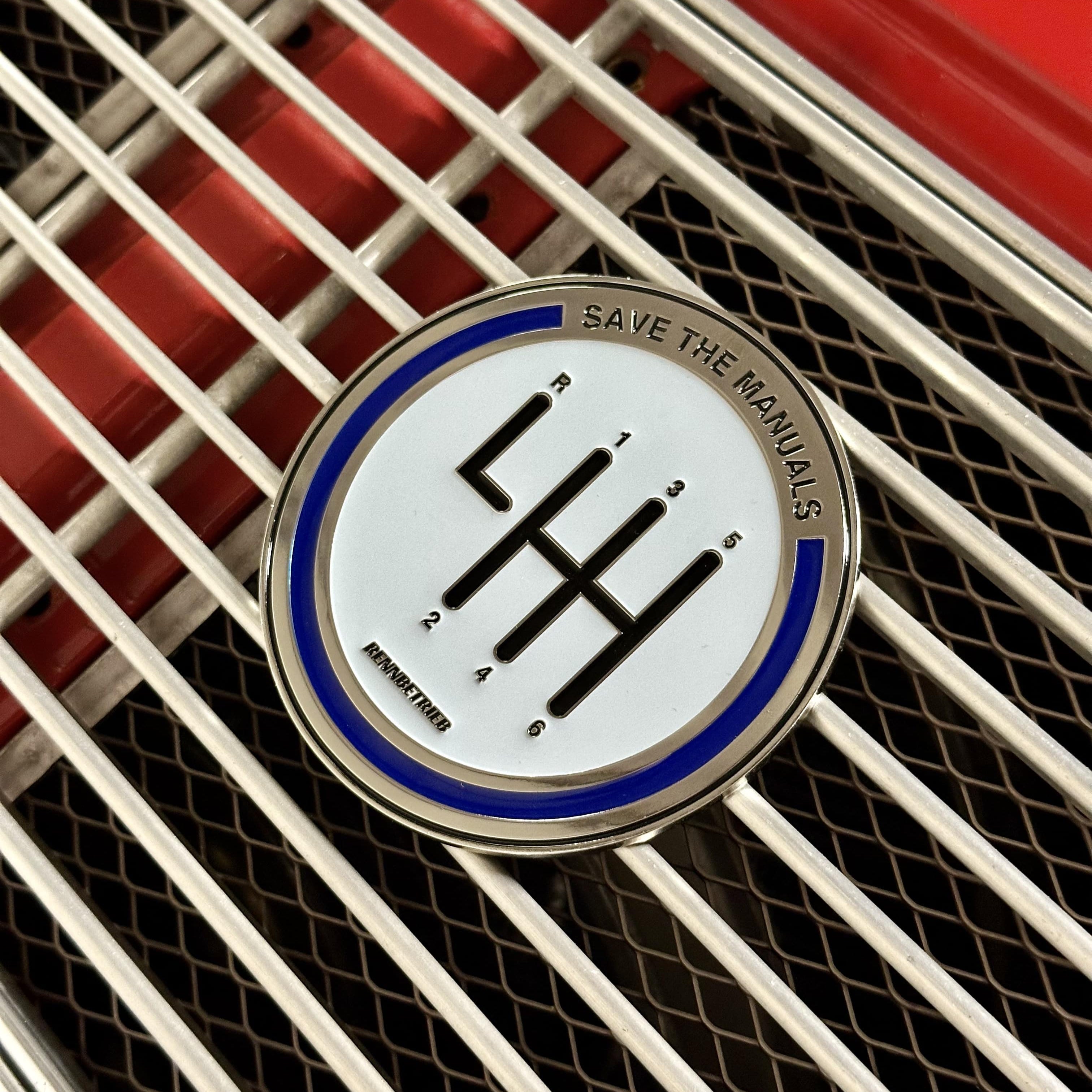 enamel car grill badge save the manuals on red porsche