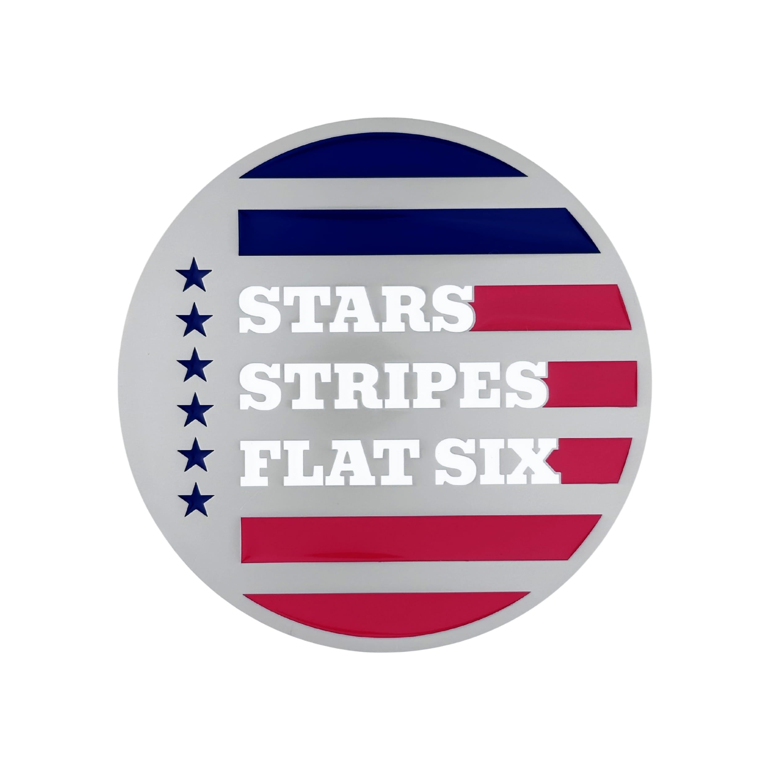 stars stripes flat six metal enamel grill badge porsche