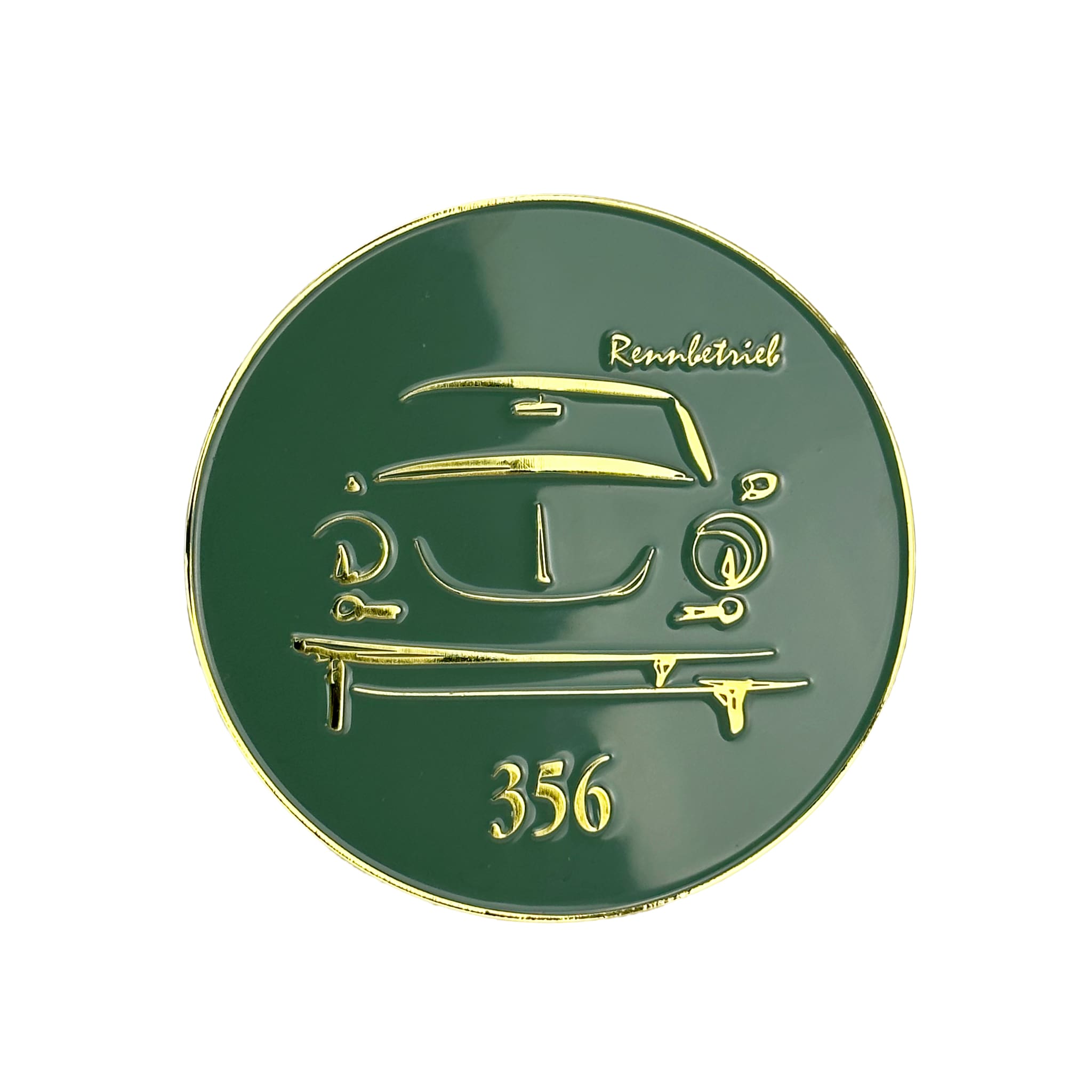 enamel car grill badge porsche 356 green gold