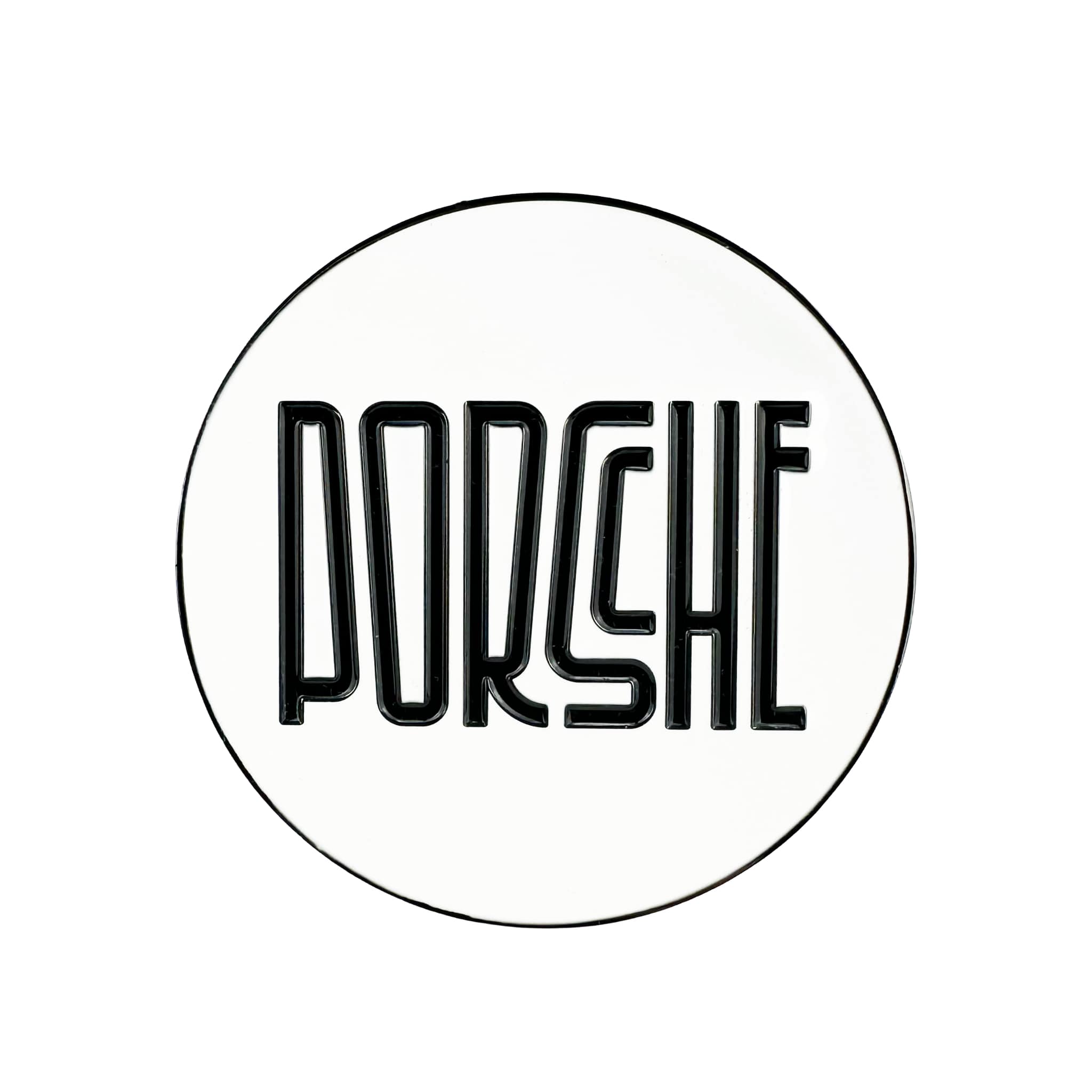 rennbetrieb white enamel badge porsche