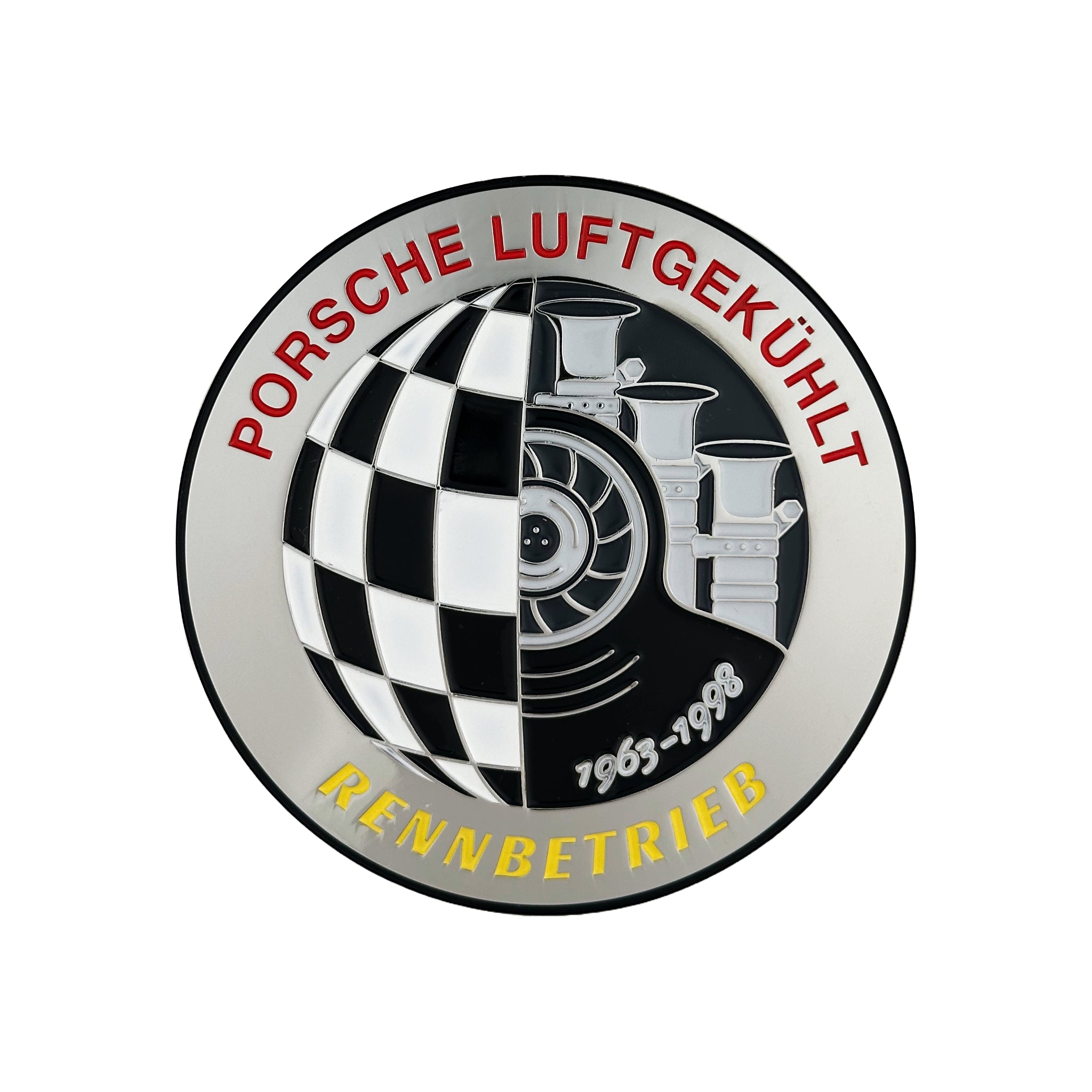 rennbetrieb porsche luftgekühlt enamel grill badge