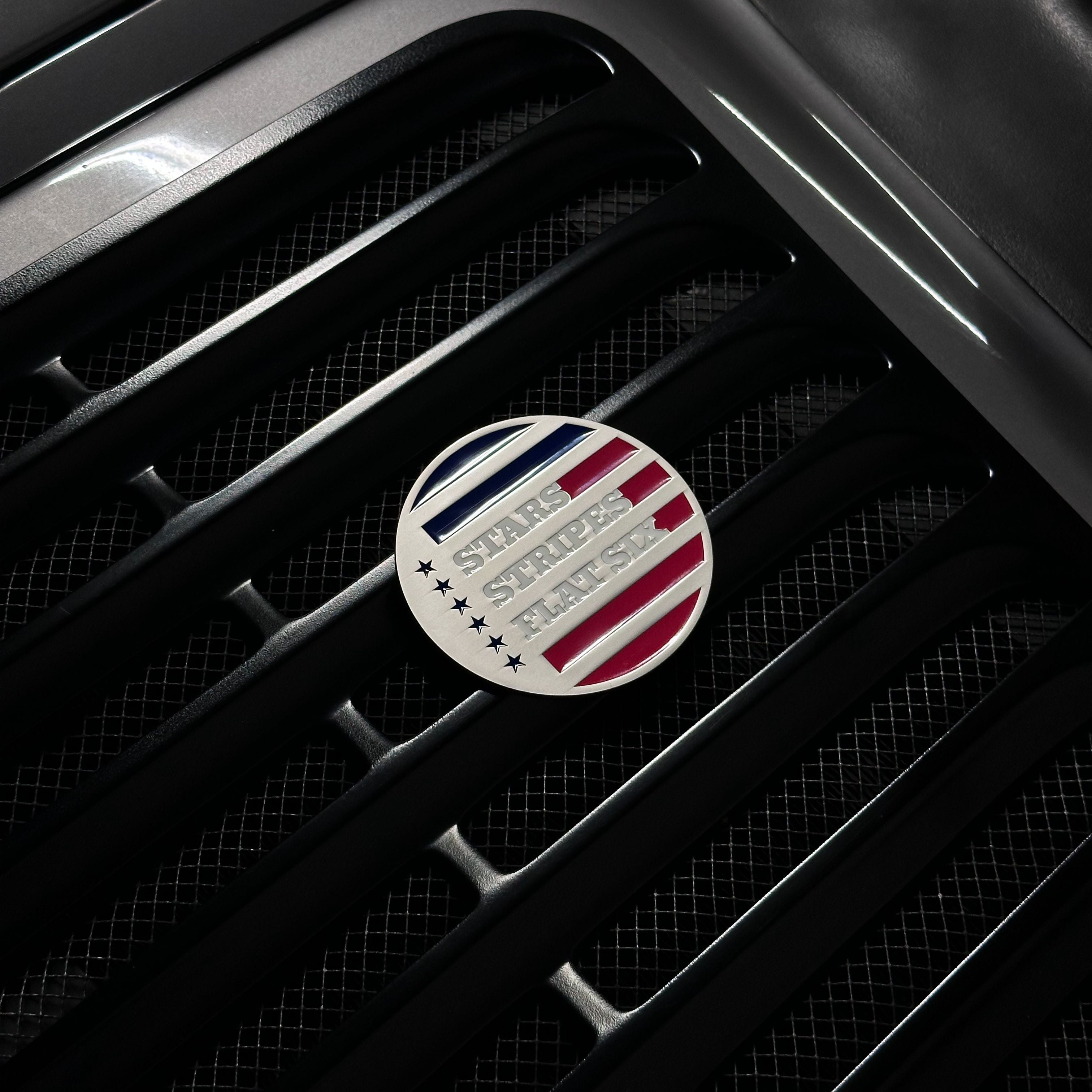 porsche usa stars stripes flat six enamel grill badge on porsche
